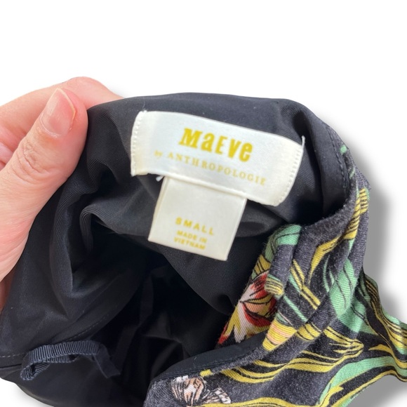 Anthropologie Maeve Gabriela Ruffled Black Floral Maxi Sweetheart Neck Dress S - Picture 10 of 12